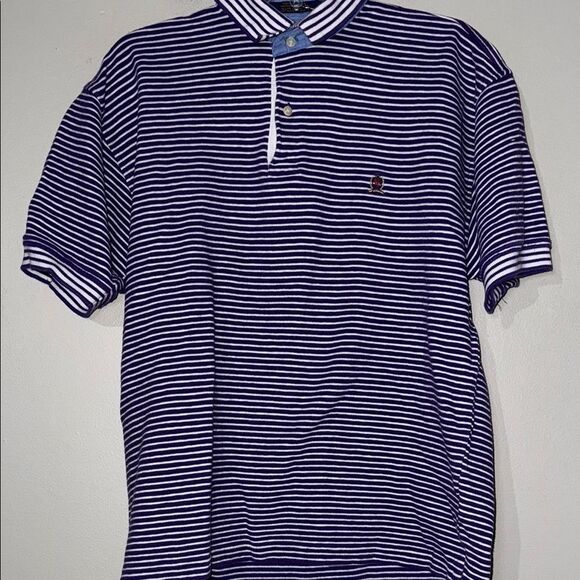Classic Purple and White Striped Polo Shirt - Picture 1 of 9